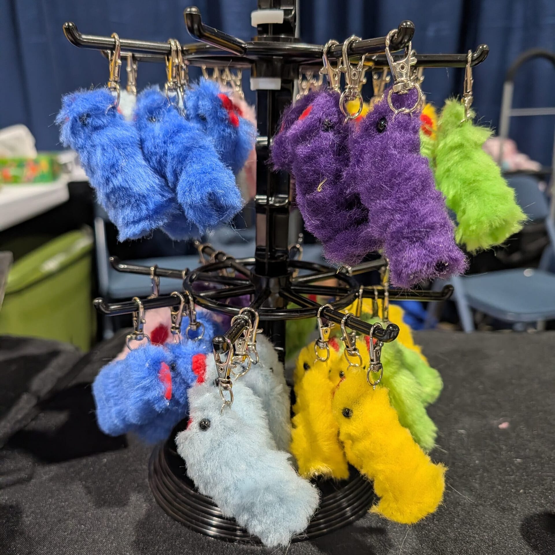 Finger Puppet Keychains Display rack with finger puppets